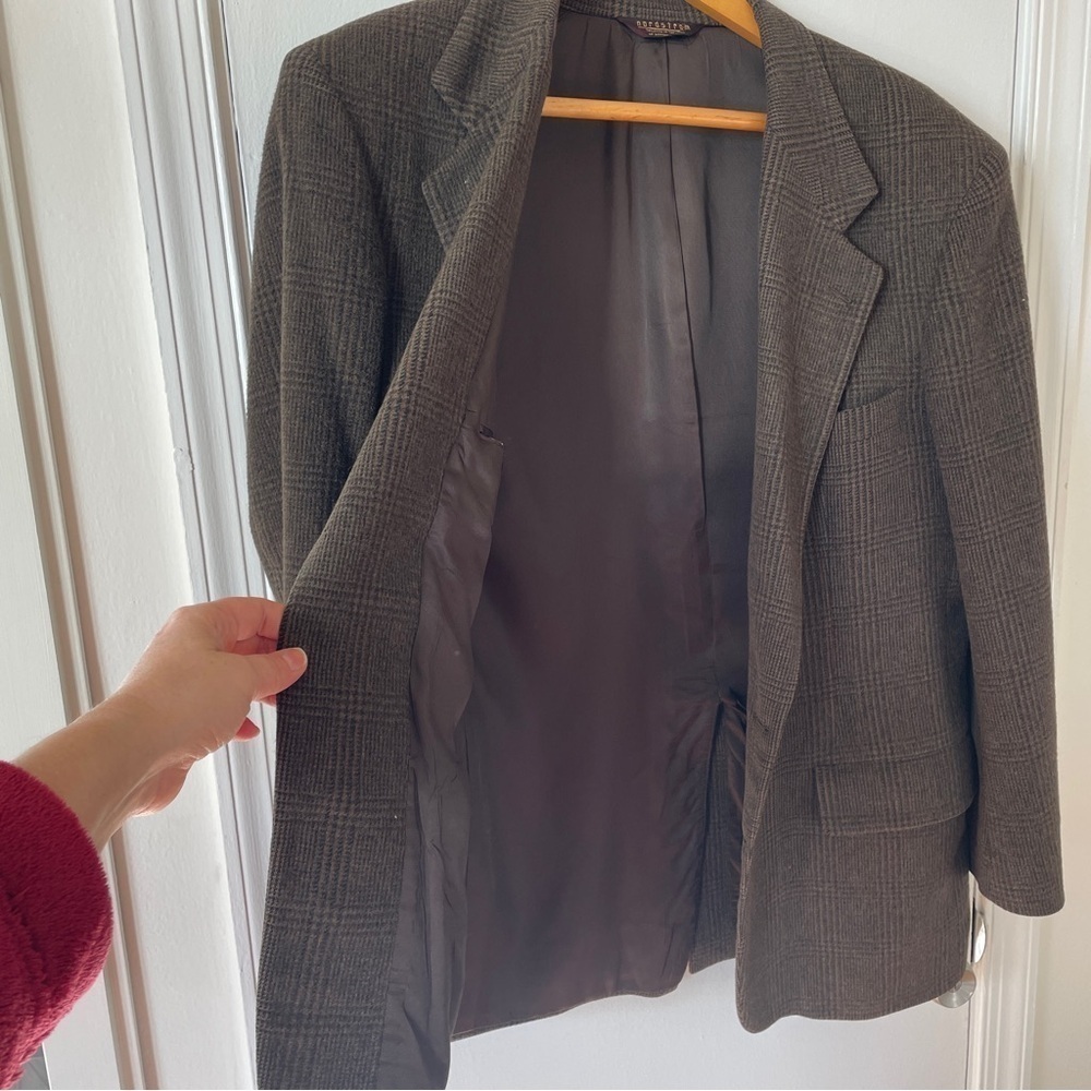 Vintage Brown Plaid Pincus Brothers Maxwell Nordstrom 100% Camel Hair Blazer 42R - Picture 4 of 12